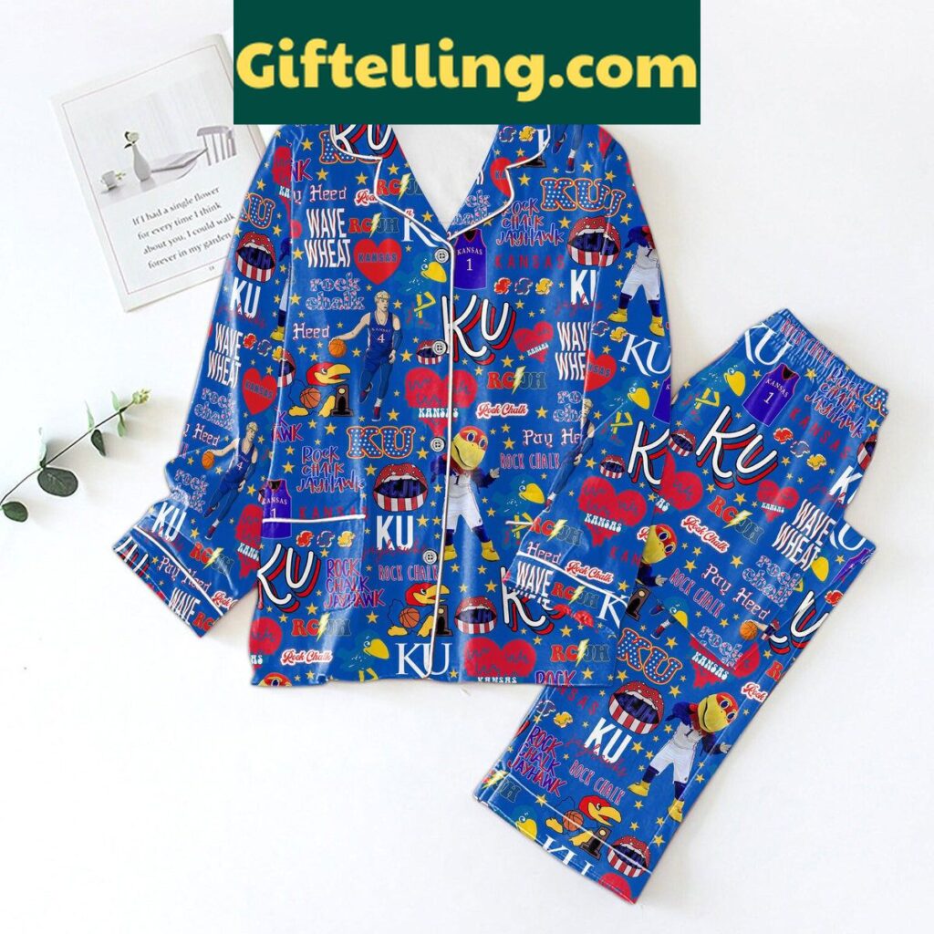 Kansas Jayhawks Rock Chalk Polyester product image showing design and team colors