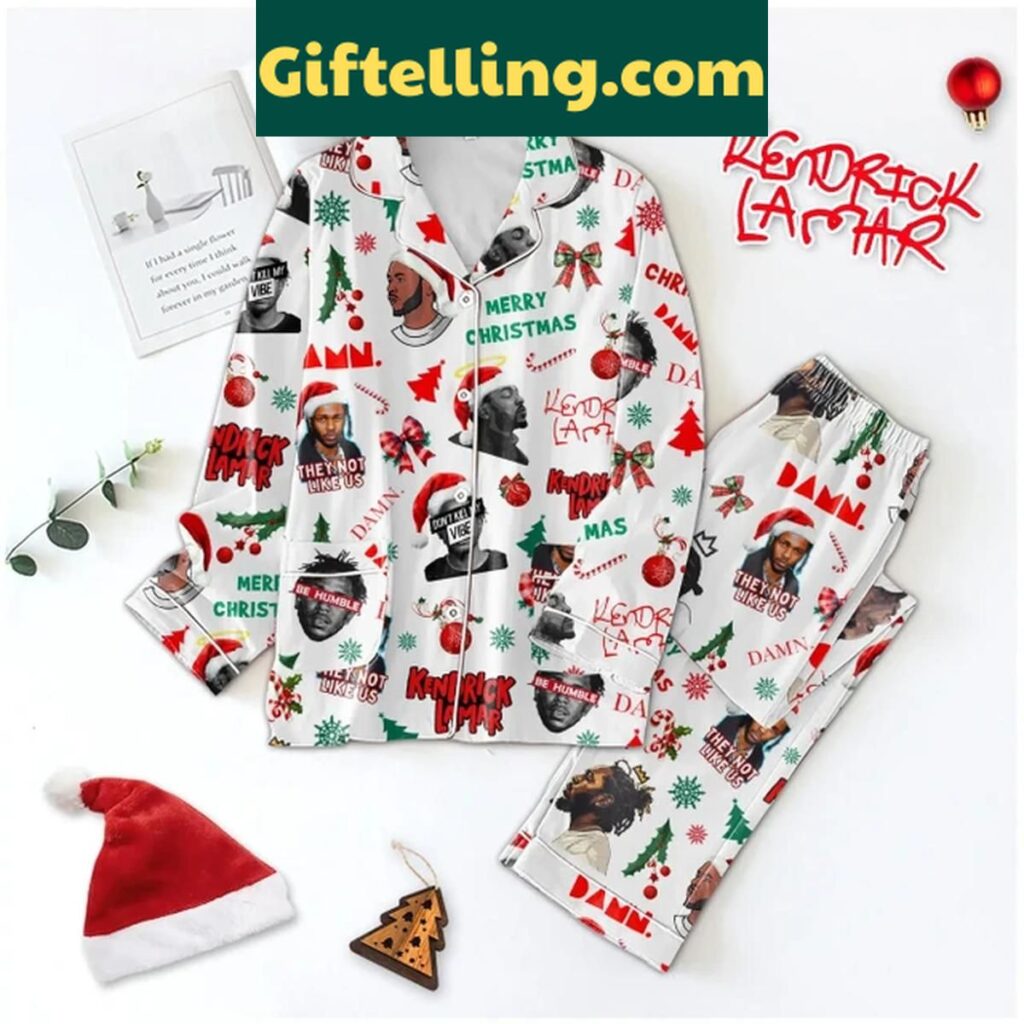 Kendrick Lamar Not Enough Damn It Polyester Pajamas Set on a model