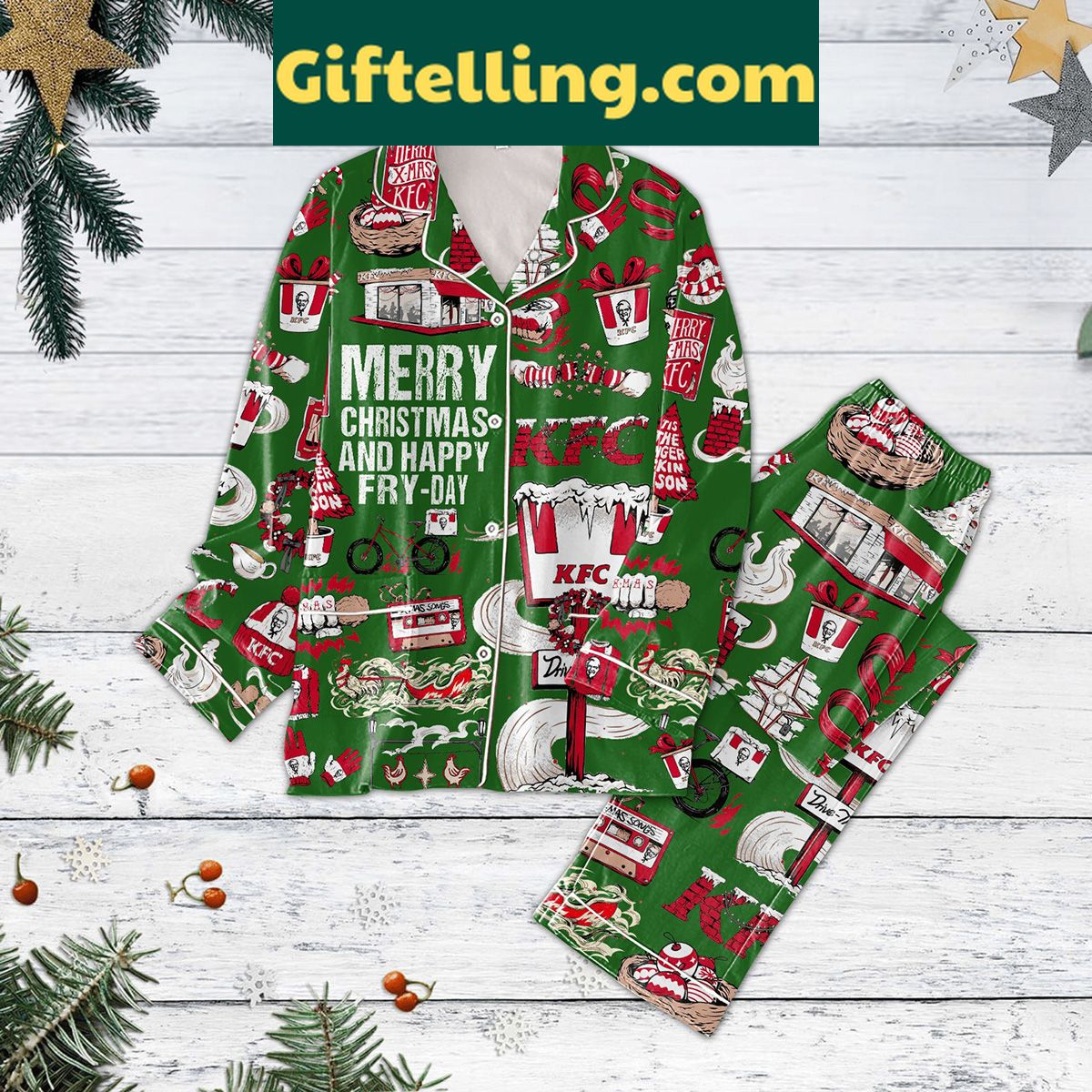 kfc-merry-christmas-and-happy-fry-day-pajamas-set-fun-holiday-gift-2 KFC Merry Christmas And Happy Fry Day Pajamas Set holiday gift