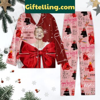 Kylie Minogue Every Day's Like Christmas Polyester Pajamas Set, festive holiday pajamas with snowflake design