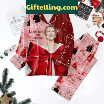 Kylie Minogue Every Day's Like Christmas Polyester Pajamas Set, festive holiday pajamas with snowflake design