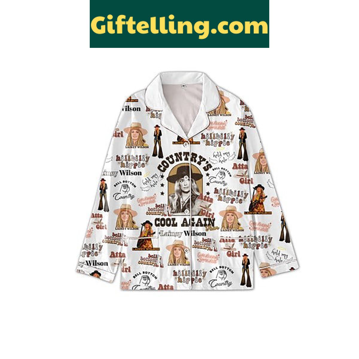 lainey-wilson-countrys-cool-again-pajamas-set-cozy-country-style-2 Lainey Wilson Country's Cool Again Pajamas Set in soft, breathable fabric with country-style design