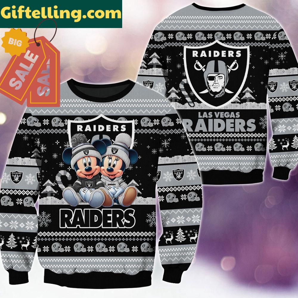 Las Vegas Raiders NFL Mickey Minnie Ugly Christmas Sweater