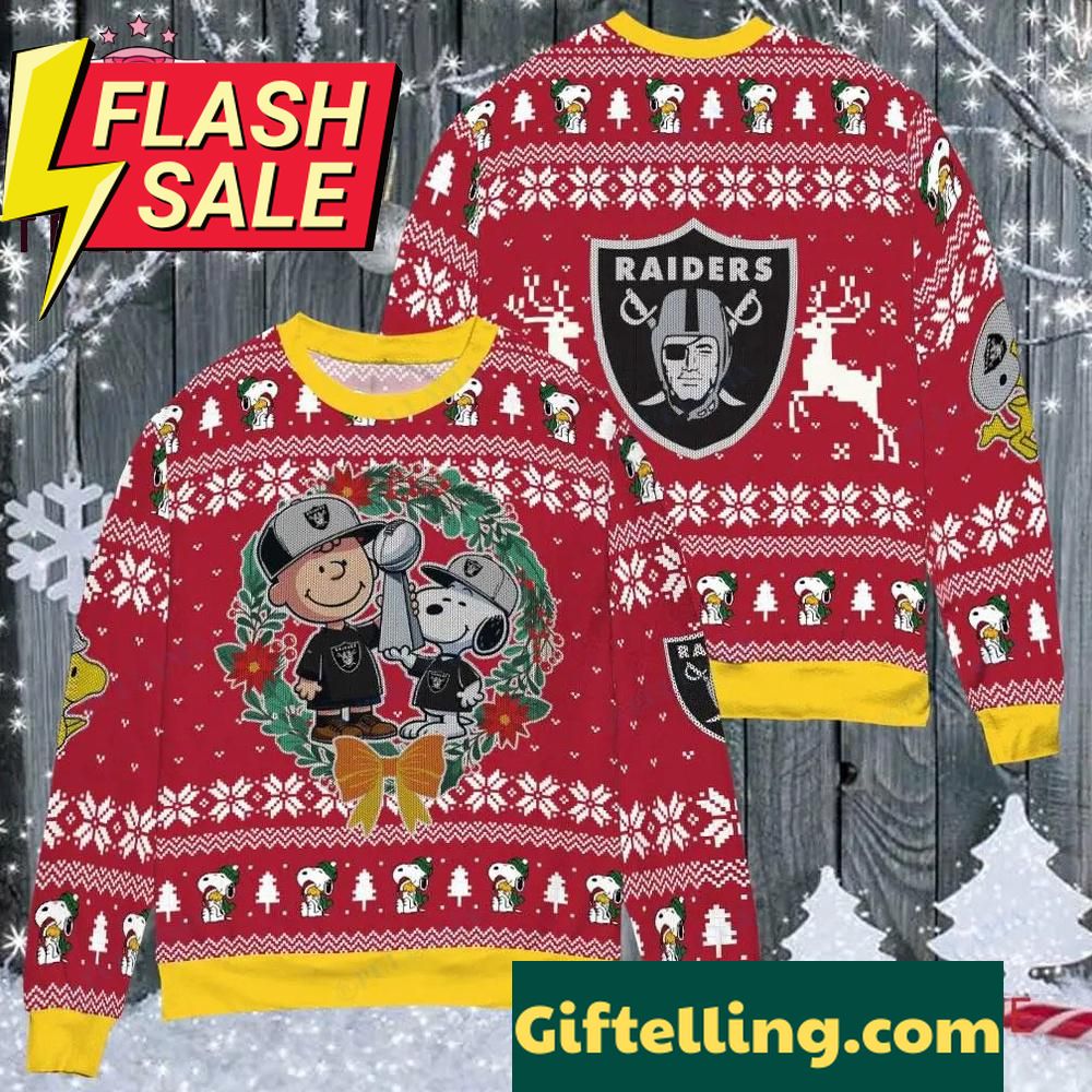 Las Vegas Raiders NFL Snoopy Charades Movies Ugly Christmas Sweater