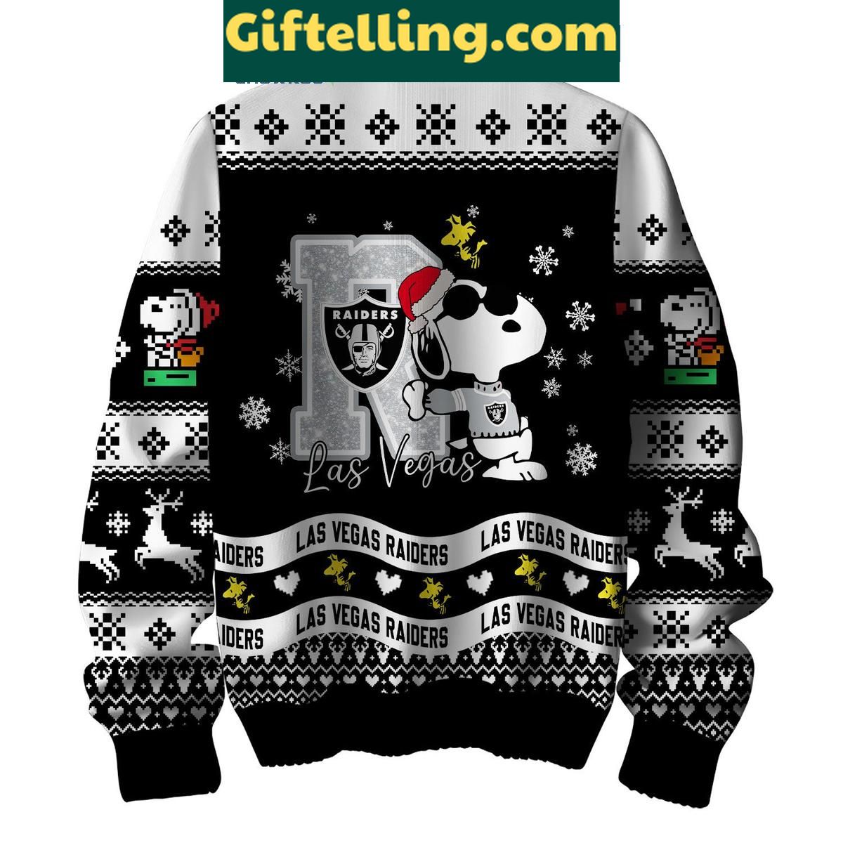 Las Vegas Raiders Peanuts Snoopy Ugly Sweater Christmas NFL Gift for Fans Las Vegas Raiders Peanuts Snoopy Ugly Sweater