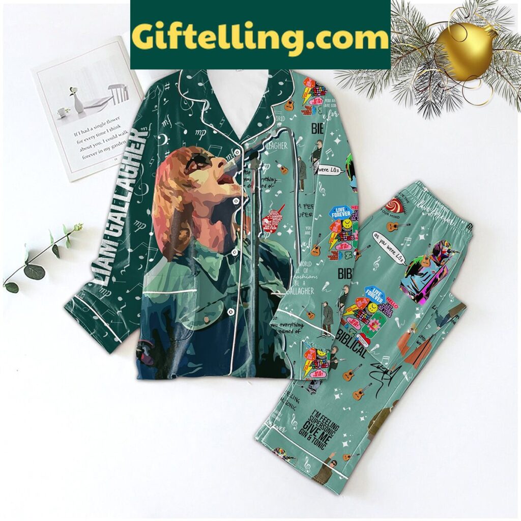 Liam Gallagher fan polyester pajamas set with all-over print design