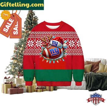 Logo New York Giants With Santa Hat Christmas Sweater Shirt