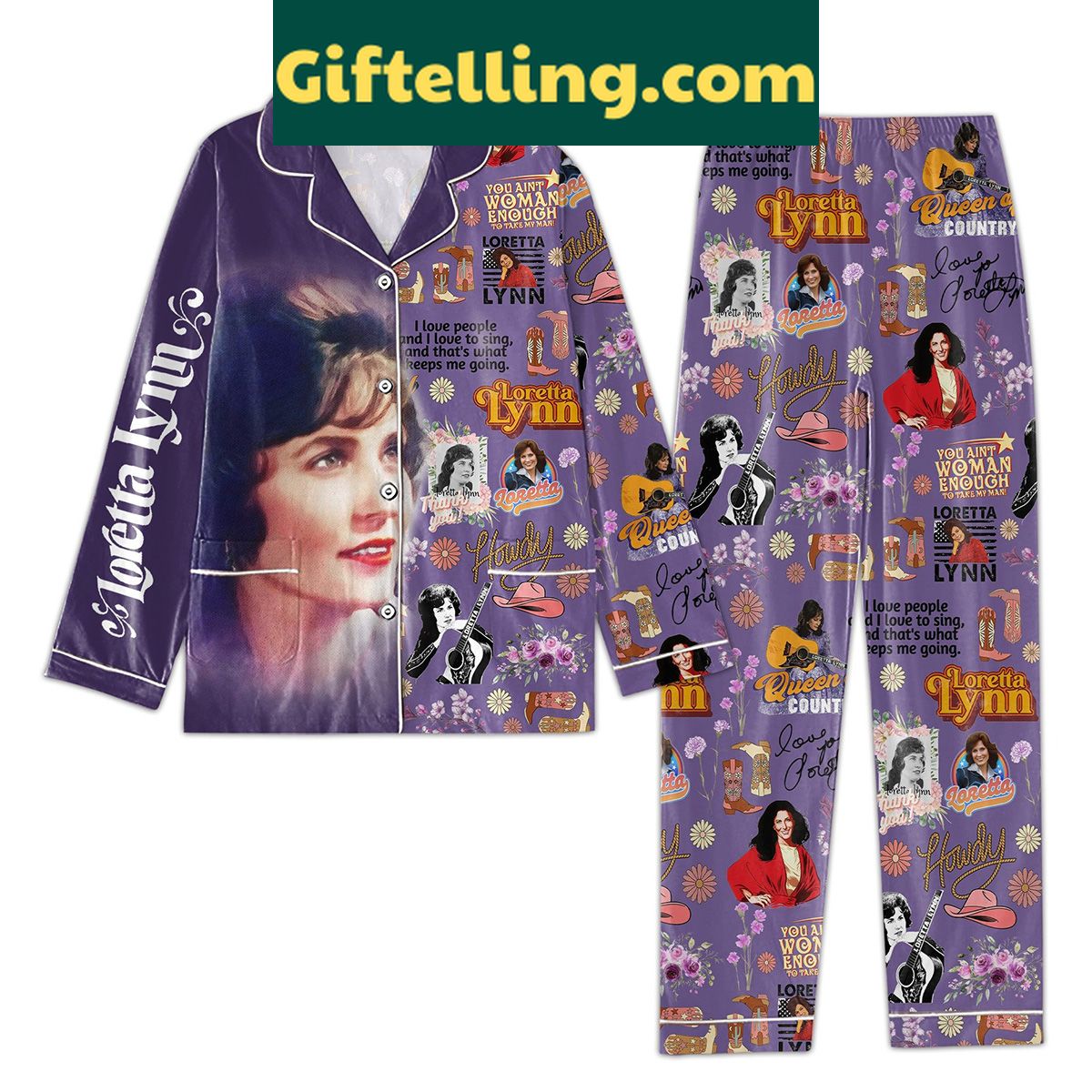 loretta-lynn-you-aint-woman-enough-pajamas-unique-gift-idea-for-country-music-fans-1 Loretta Lynn You Ain't Woman Enough Pajamas Set