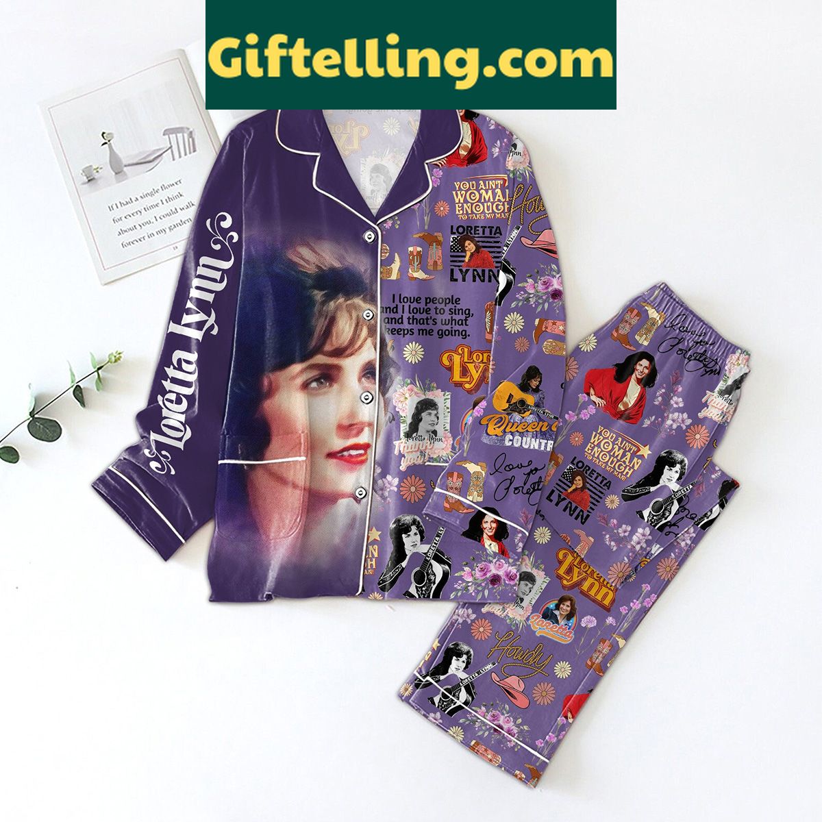 loretta-lynn-you-aint-woman-enough-pajamas-unique-gift-idea-for-country-music-fans-2 Loretta Lynn You Ain't Woman Enough Pajamas Set