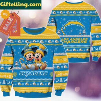 Los Angeles Chargers NFL Mickey Minnie Ugly Christmas Sweater