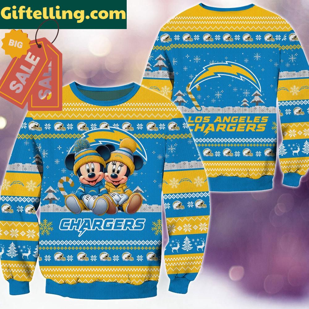 Los Angeles Chargers NFL Mickey Minnie Ugly Christmas Sweater