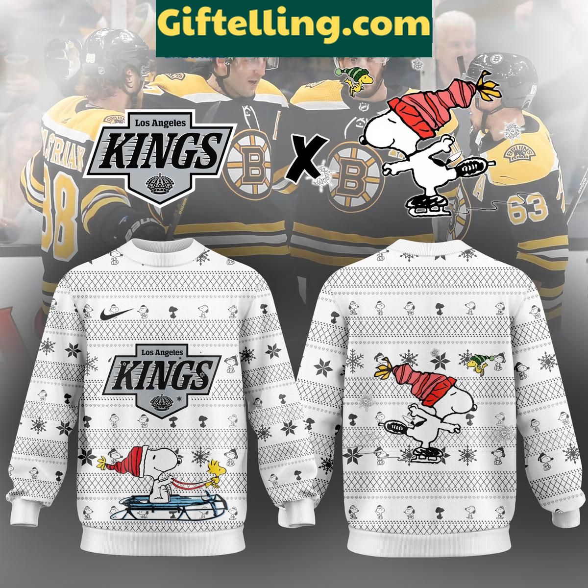 Los Angeles Kings Snoopy Winter Ugly Sweater Los Angeles Kings Snoopy Winter Ugly Sweater, NHL licensed