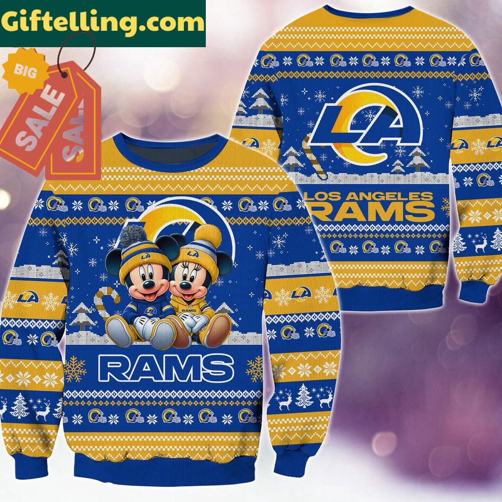 Los Angeles Rams NFL Mickey Minnie Ugly Christmas Sweater, NFL Holiday Sweatshirt