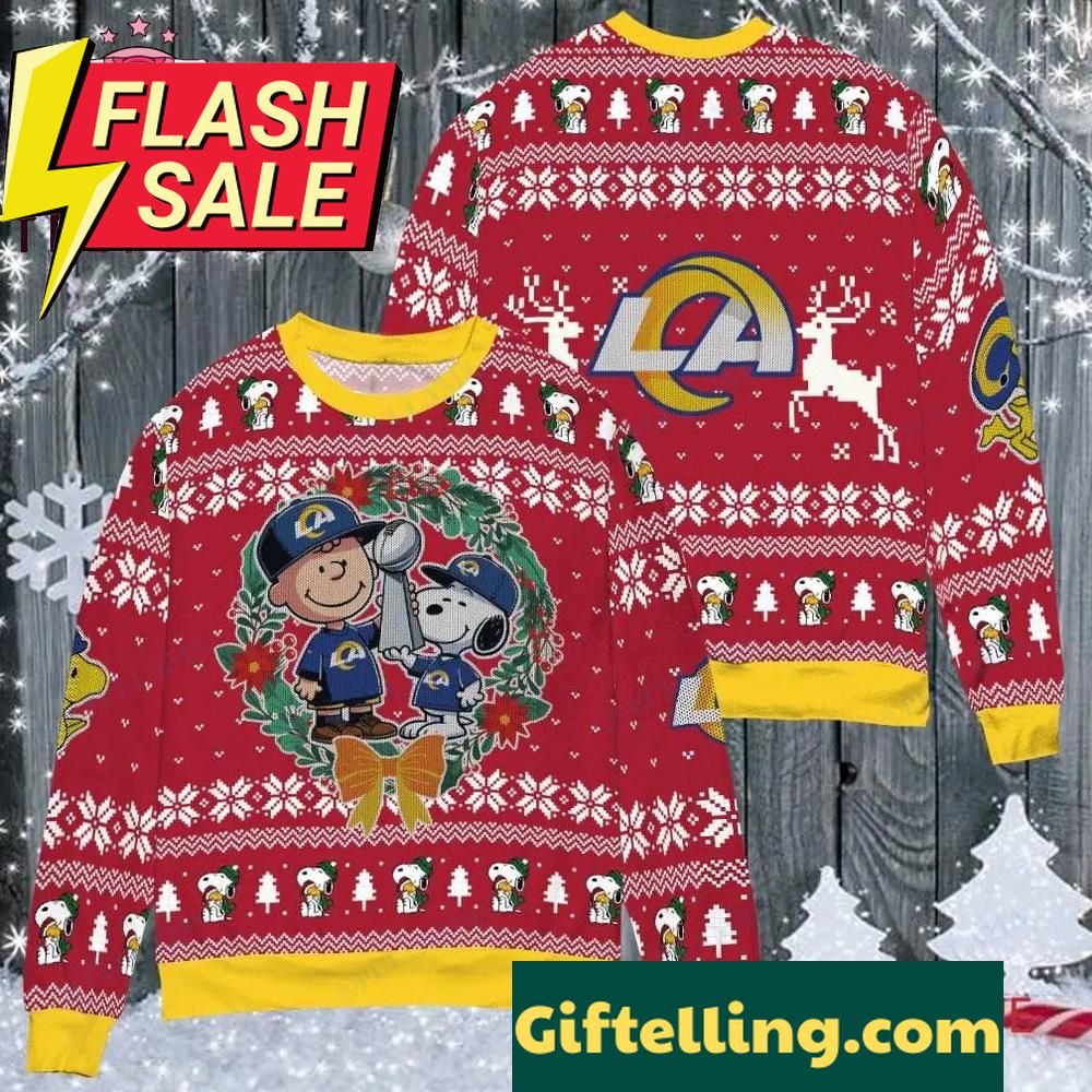 Los Angeles Rams NFL Snoopy Charades Movies Ugly Christmas Sweater
