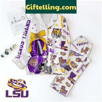 LSU Tigers Fall Nights and Stadium Lights Polyester Pajamas Set