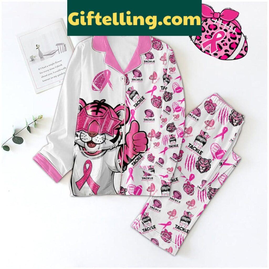 LSU Tigers Tackle Breast Cancer product image showing design and team colors