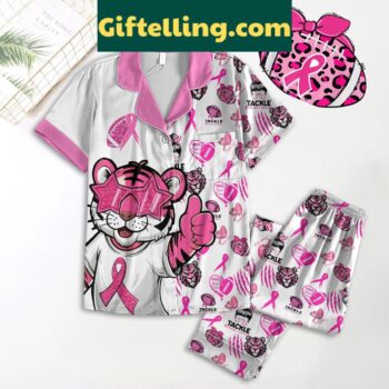 LSU Tigers Tackle Breast Cancer product image showing design and team colors