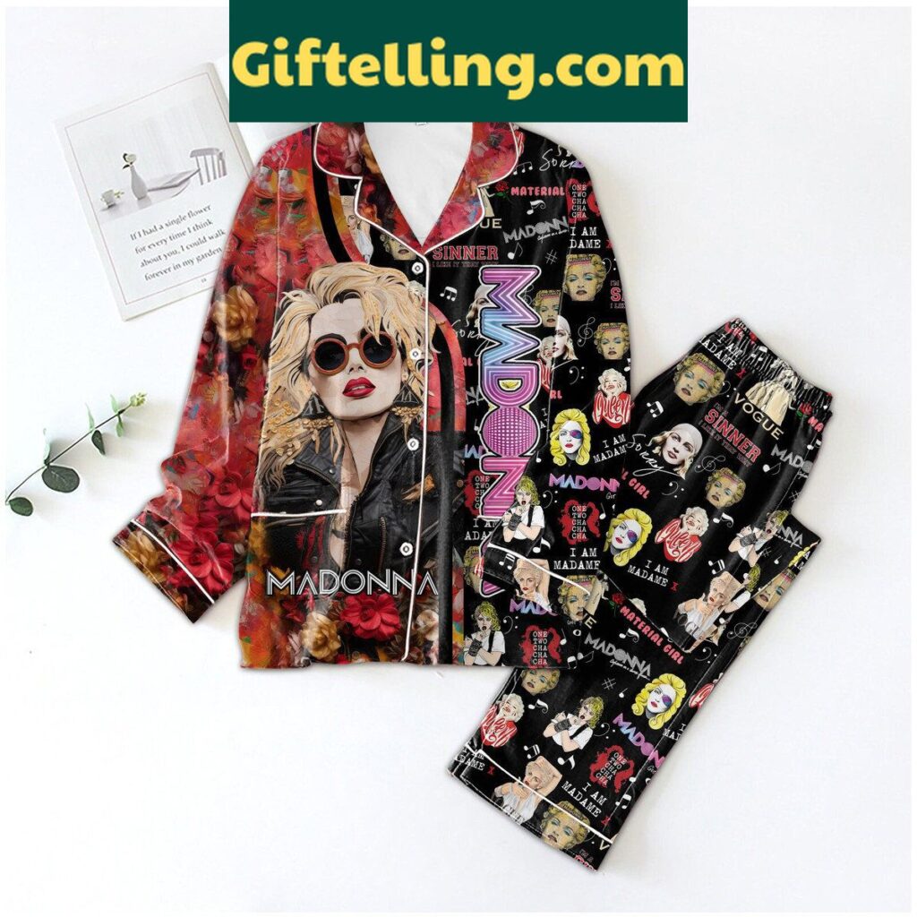 Madonna I'm A Sinner I Like It That Way Pajamas Set, a graphic pajama set featuring a bold design inspired by Madonna