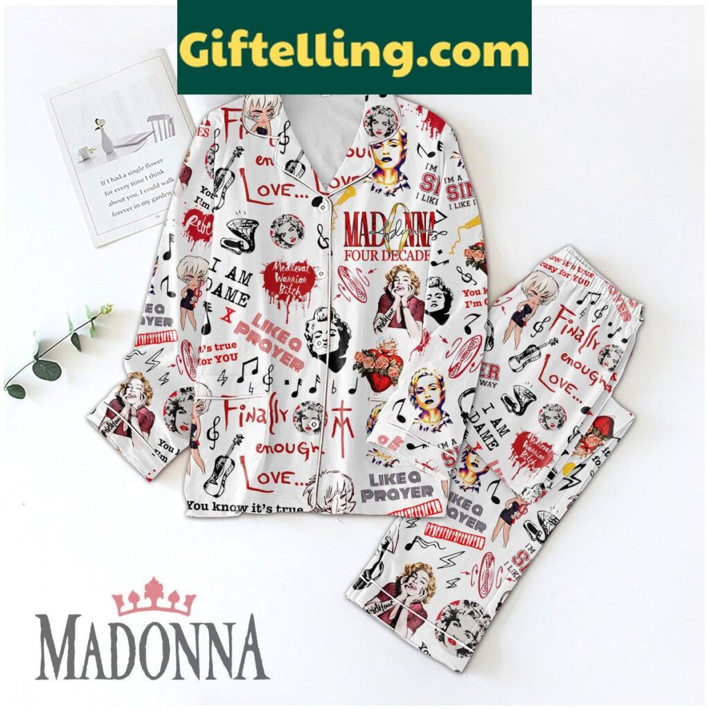 Madonna-inspired Polyester Pajamas Set with artistic design