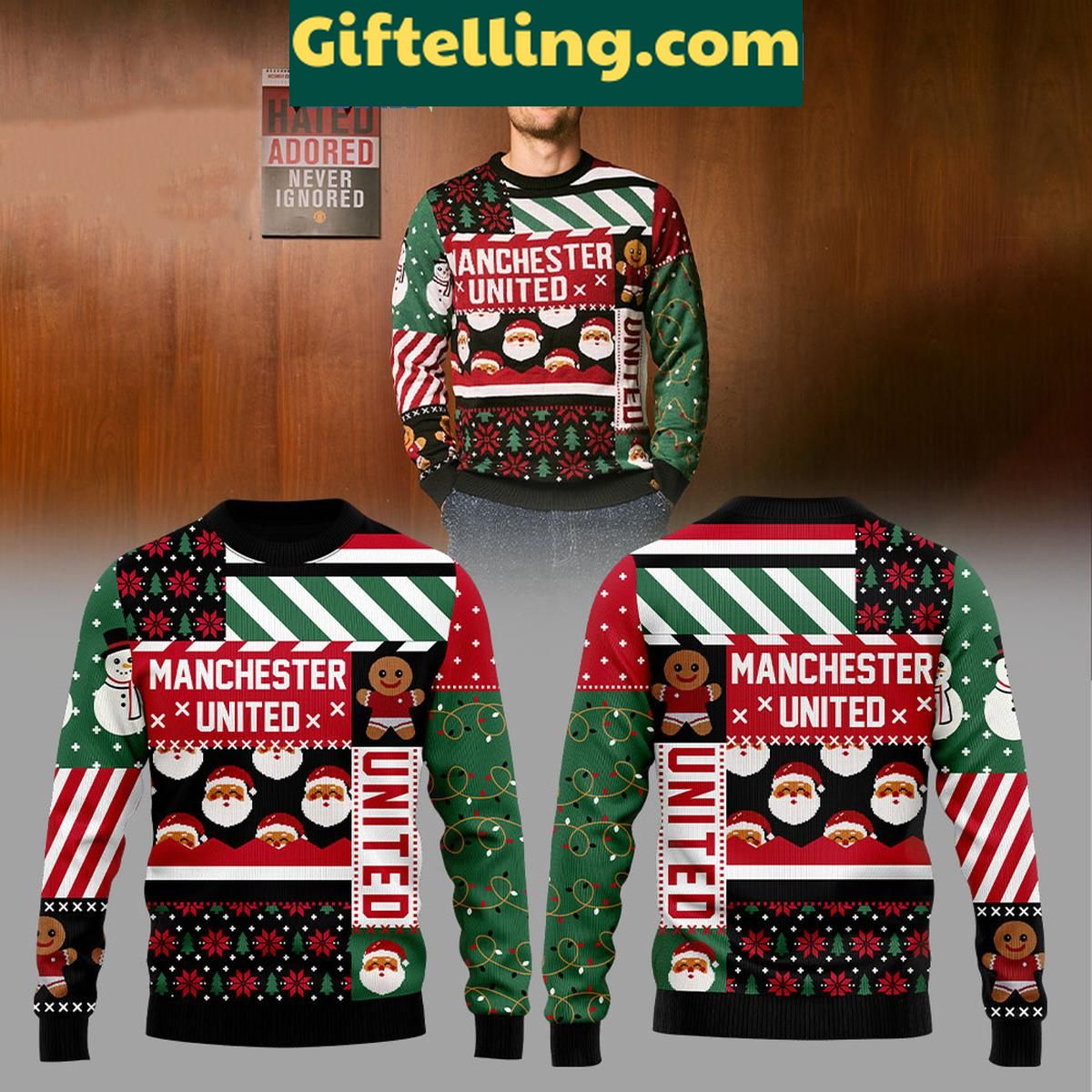 Manchester United Christmas Patchwork Jumper Ugly Sweater Manchester United Christmas Patchwork Jumper Ugly Sweater