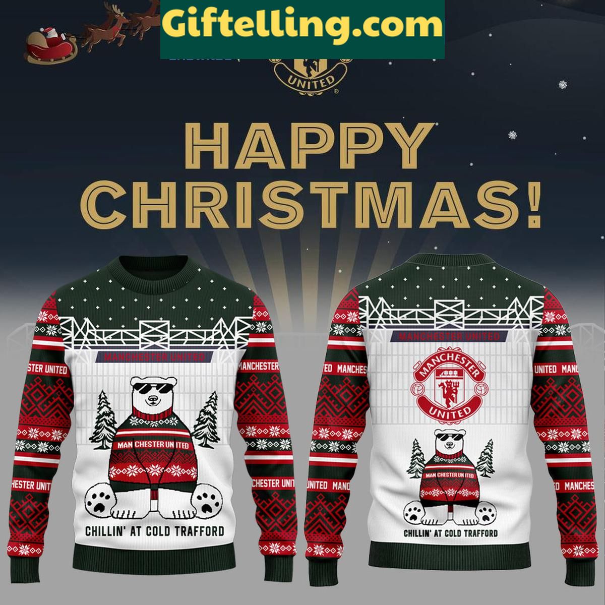 Manchester United Polar Bear Christmas Ugly Sweater Manchester United Polar Bear Christmas Ugly Sweater