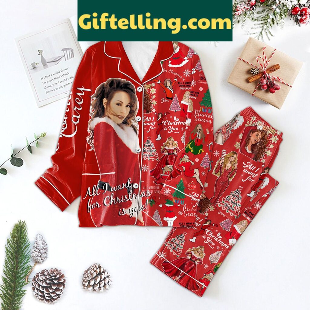 Mariah Carey All I Want For Christmas Is You Pajama Set for women, featuring festive holiday design and super-soft materials