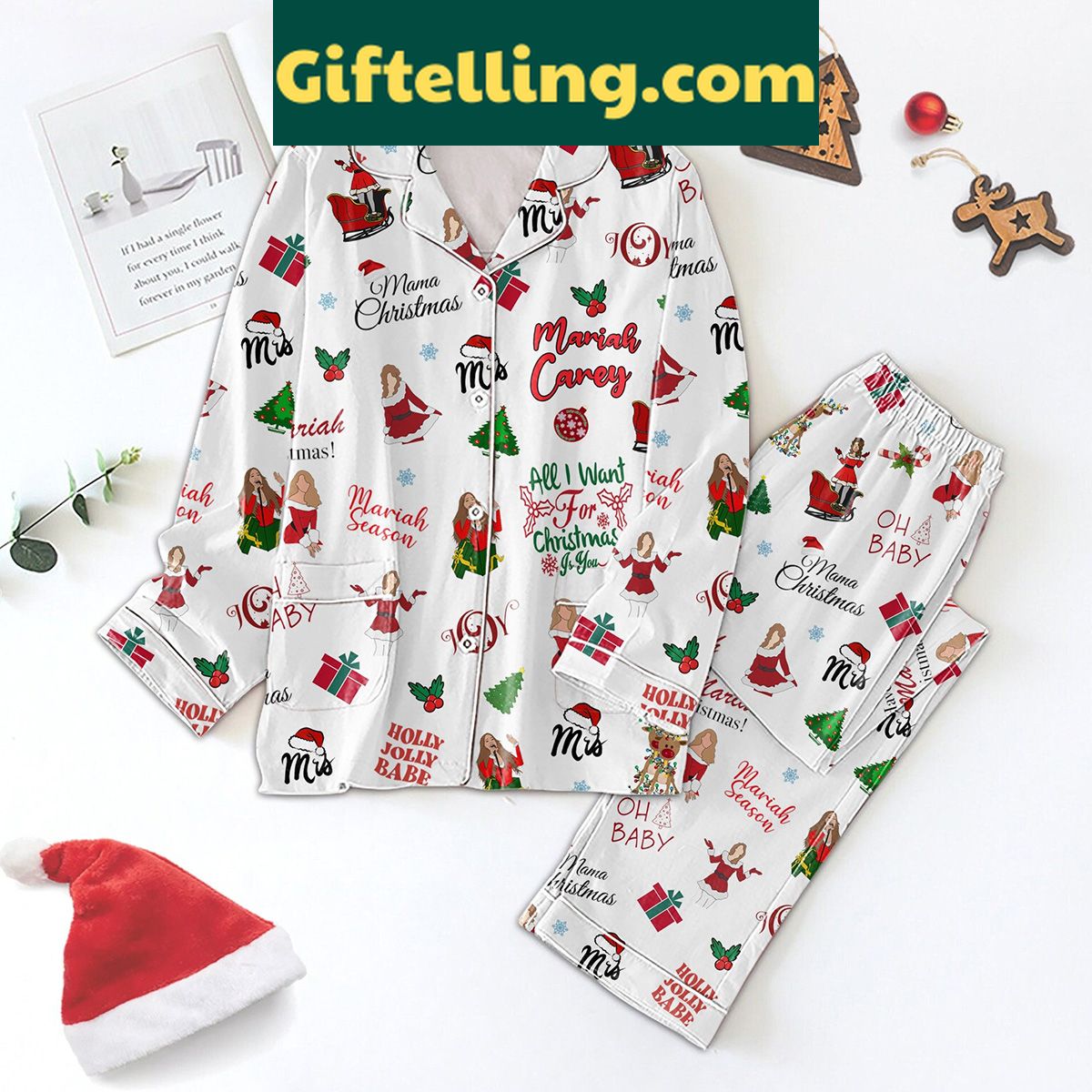 mariah-carey-christmas-holiday-holly-jolly-babe-pajamas-set-for-women-1 Mariah Carey Christmas Holiday Holly Jolly Babe Women's Pajamas Set