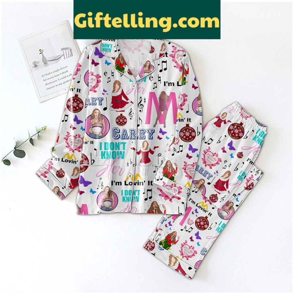 Mariah Carey I'm Lovin' It I Don't Know Pajama Set, fun sleepwear with bold print