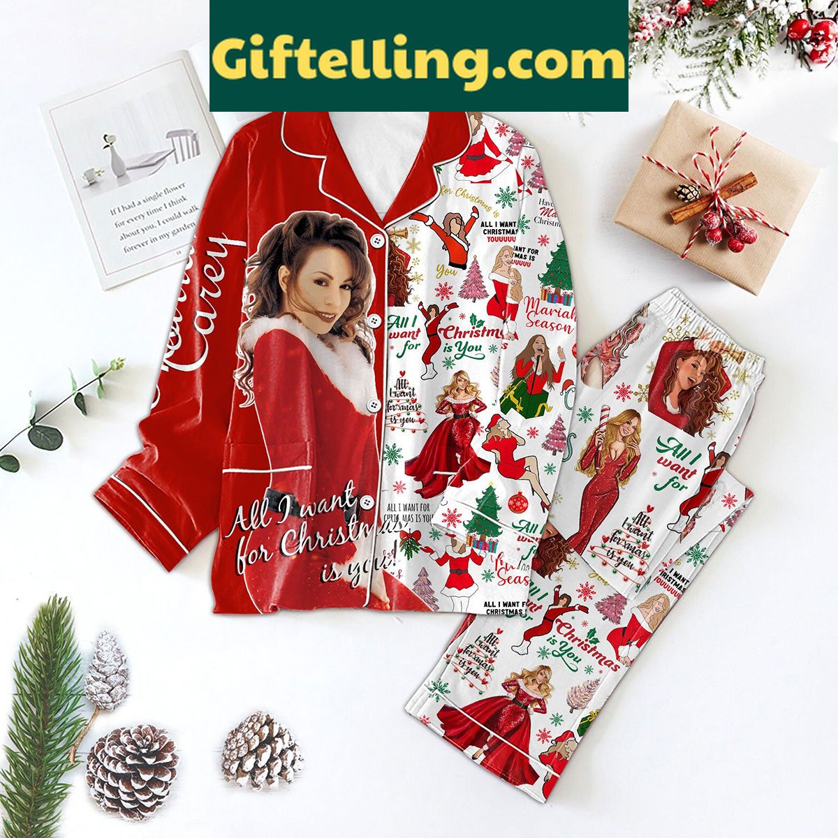mariah-carey-merry-christmas-holiday-pajamas-set-for-a-festive-season-1 Mariah Carey Merry Christmas Holiday Pajamas Set