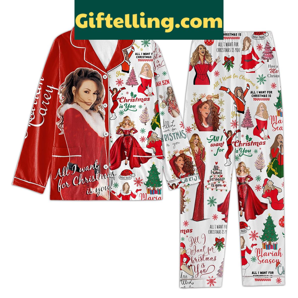mariah-carey-merry-christmas-holiday-pajamas-set-for-a-festive-season-2 Mariah Carey Merry Christmas Holiday Pajamas Set