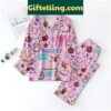 Mariah Carey pink long-sleeved pajama set with graphic design