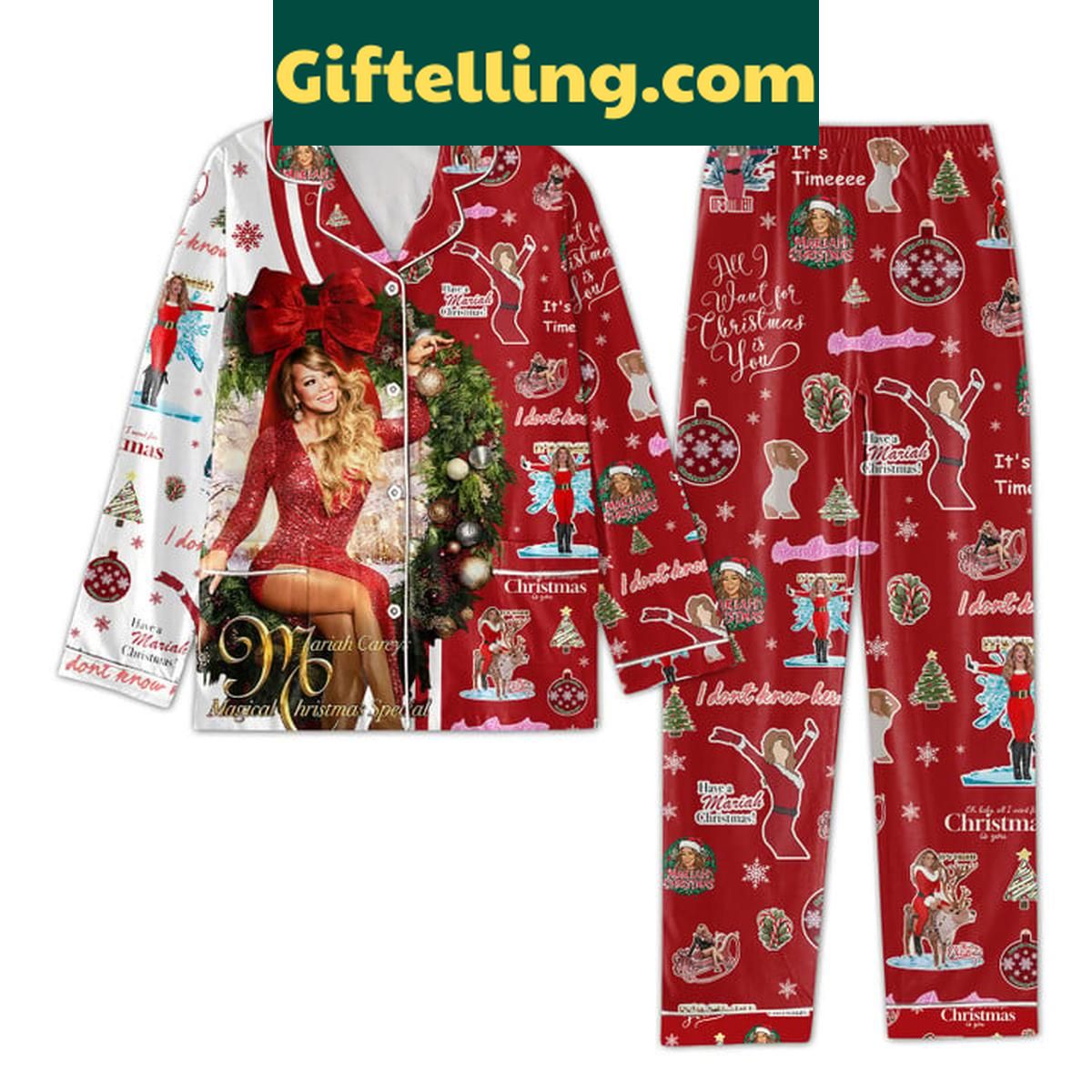 Mariah Carey's Magical Christmas Special Polyester Pajamas Set Mariah Carey s Magical Christmas product image showing design and team colors