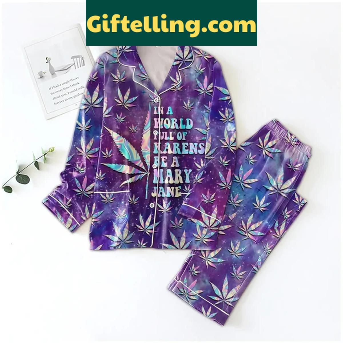 Mary Jane In A World Full Of Karens Be A Mary Jane Polyester Pajamas Set Mary Jane Pajamas Set with a fun print