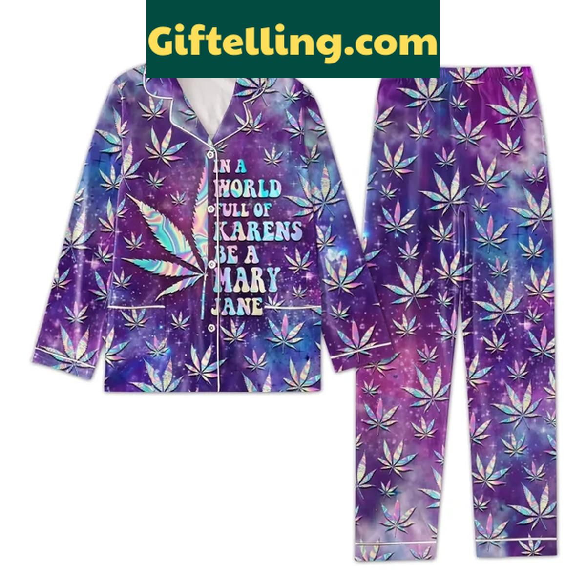 Mary Jane In A World Full Of Karens Be A Mary Jane Polyester Pajamas Set Mary Jane Pajamas Set with a fun print