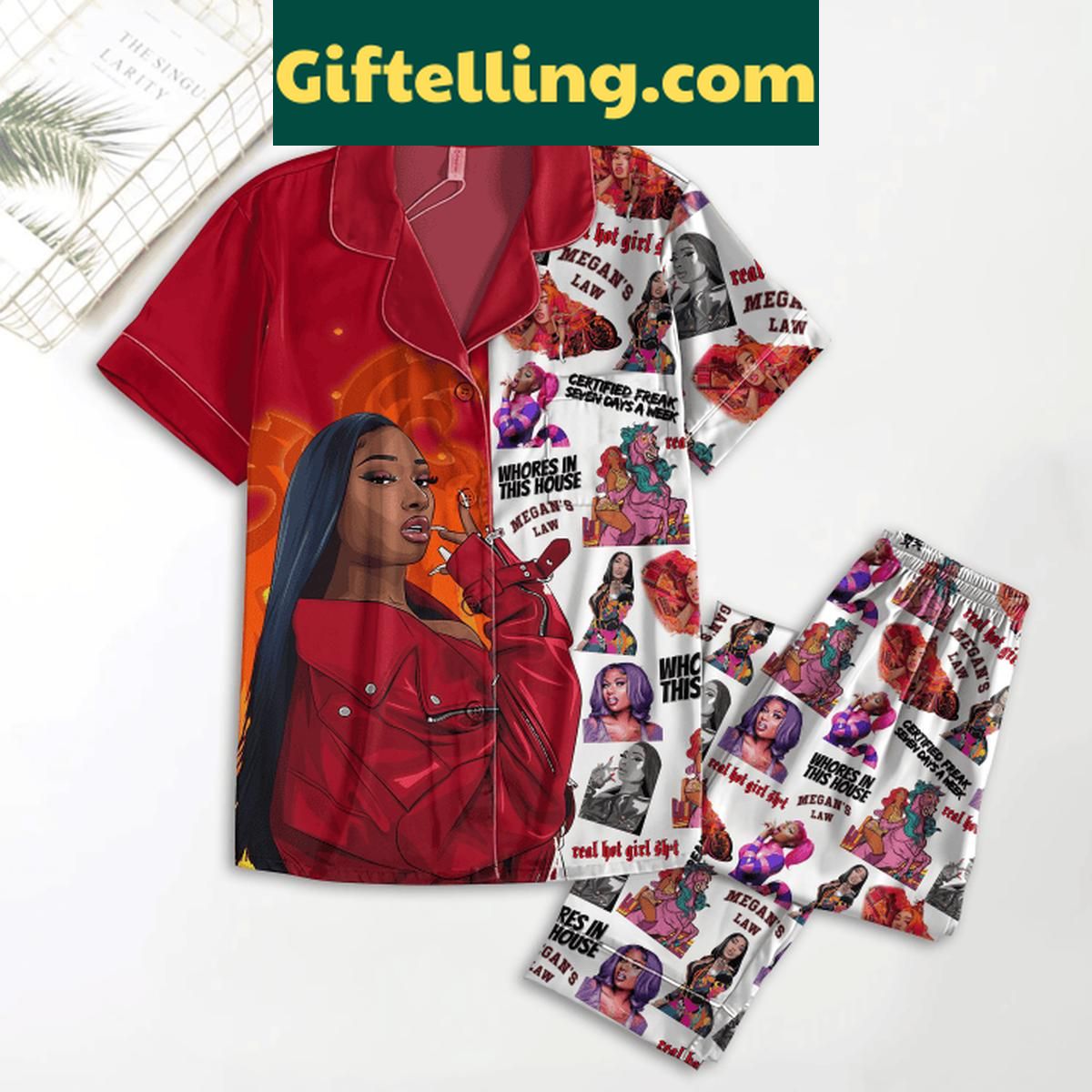 Megan Thee Stallion Who In This House Polyester Pajamas Set Megan Thee Stallion Who In This House Polyester Pajamas Set for Women