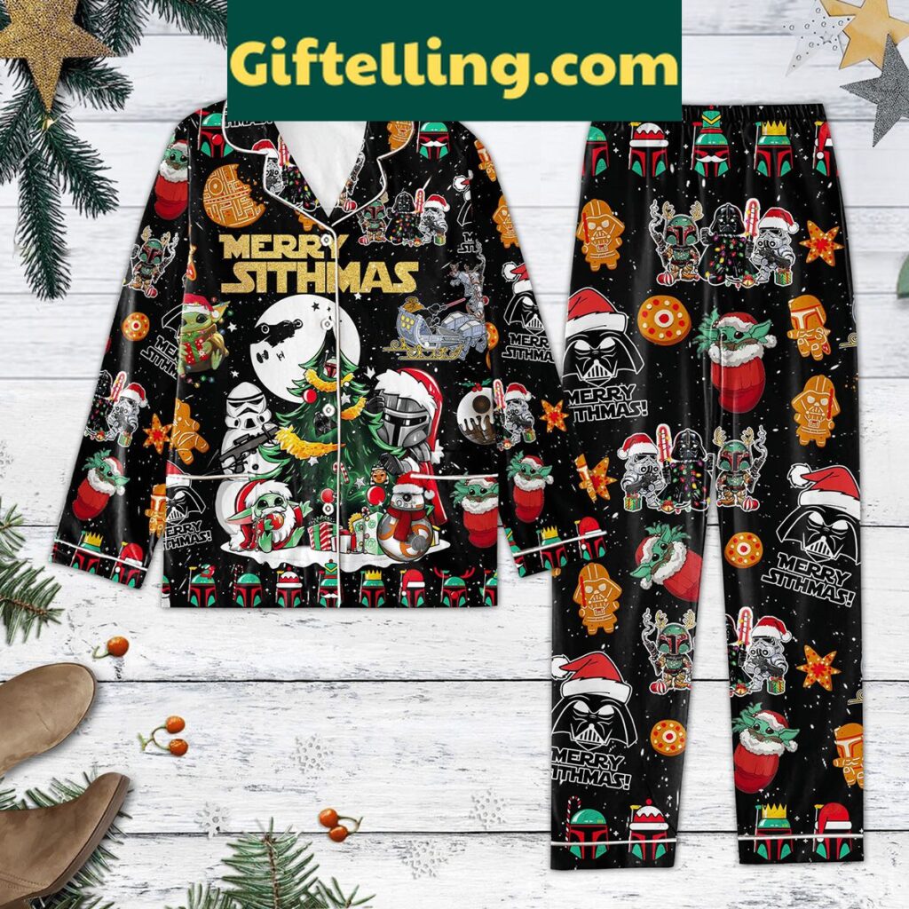 Baby Yoda Pajamas Set - Long Sleeve Top and Elastic Waist Pants