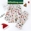 Women's holiday pajamas set with mistletoe design