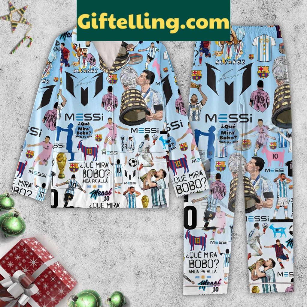 Messi The Goat Alvarez Argentina Barcelona Polyester Pajamas Set for adults