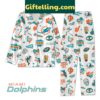 Miami Dolphins Fins Up Game Day Pajamas Set, featuring NFL team logo and colors