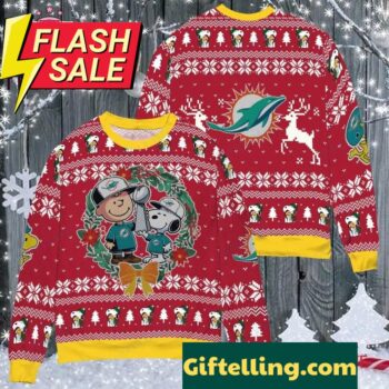 Miami Dolphins NFL Snoopy Charates Movies Ugly Christmas Sweater