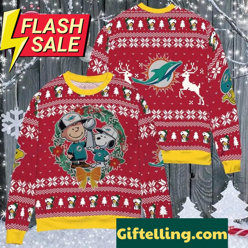 Miami Dolphins NFL Snoopy Charates Movies Ugly Christmas Sweater