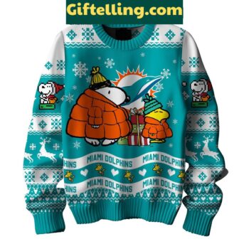 Miami Dolphins Peanuts Snoopy Ugly product image showing design and team colors