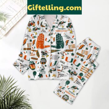 Miami Hurricanes Let's Go Canes The U 2024 Polyester Pajamas Set