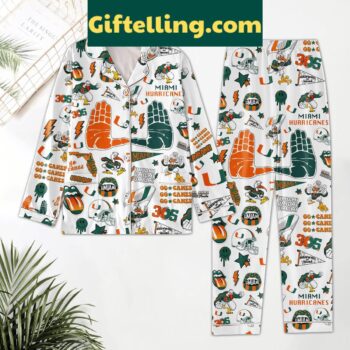 Miami Hurricanes Let's Go Canes The U 2024 Polyester Pajamas Set