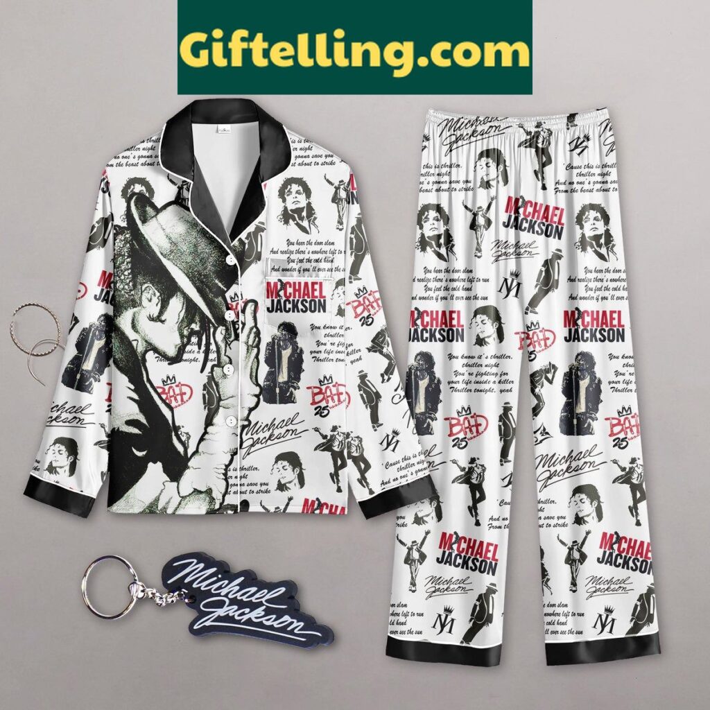 Michael Jackson Black and White Polyester Pajamas Set for Men