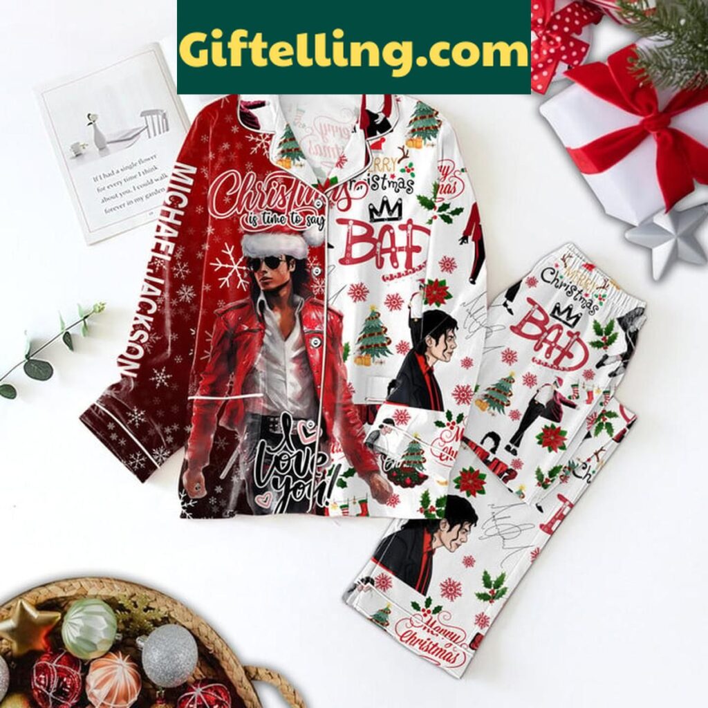 Michael Jackson Christmas Is Time To Say Loving You Polyester Pajamas Set