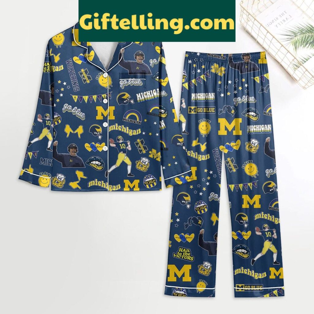 Michigan Wolverines Go Blue Polyester Pajamas Set
