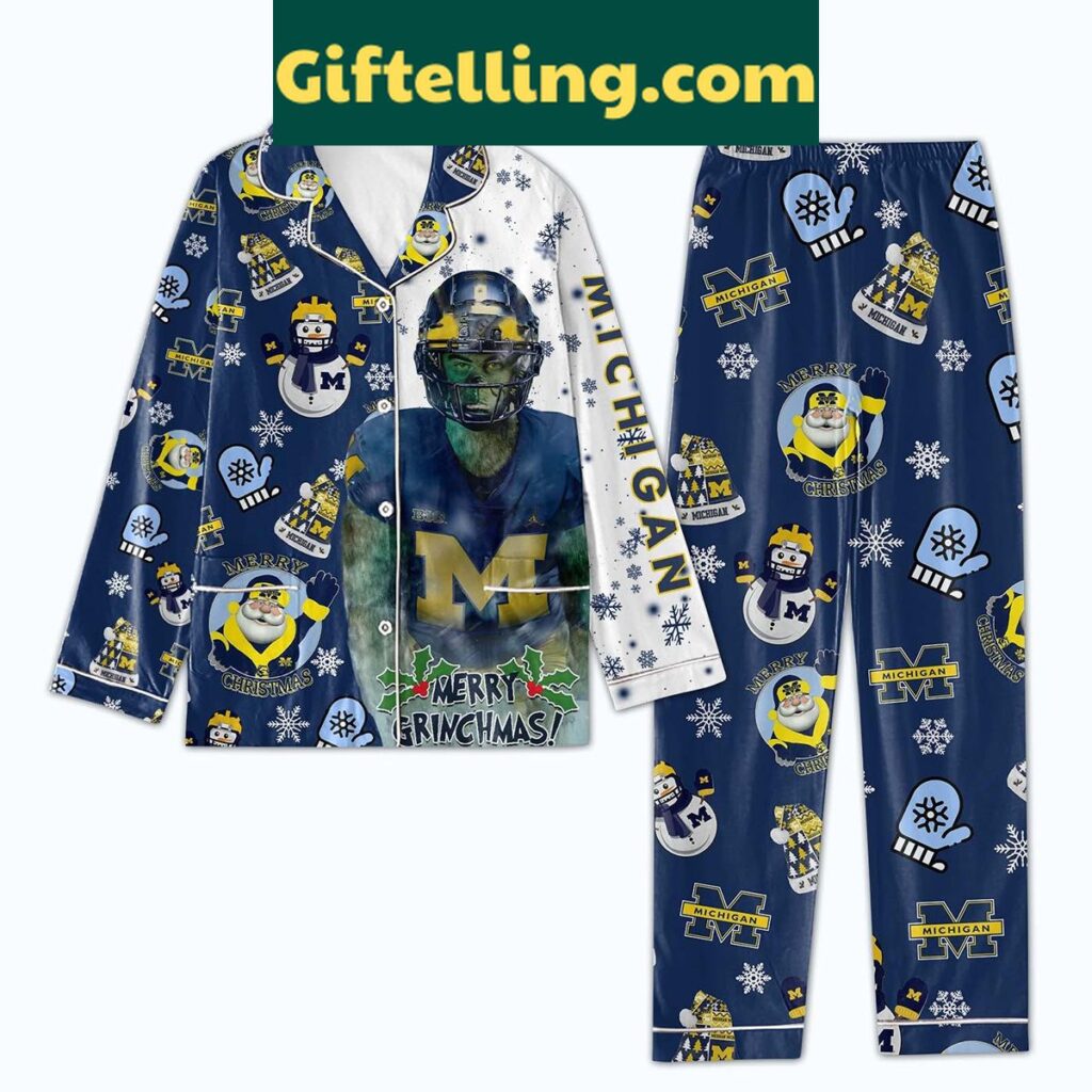Michigan Wolverines Merry Grinchmas Pajamas Set
