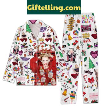 Miley Cyrus inspired pajamas set with bold graphic print