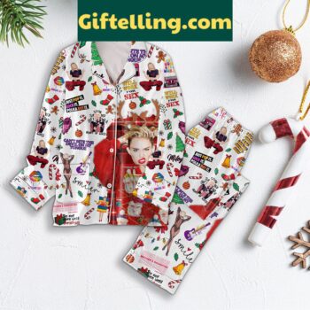 Miley Cyrus inspired pajamas set with bold graphic print